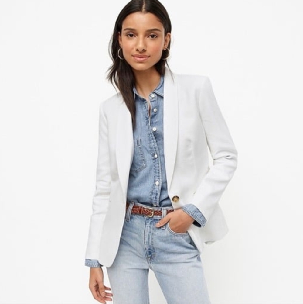 J Crew Linen Campbell Blazer White Size 0